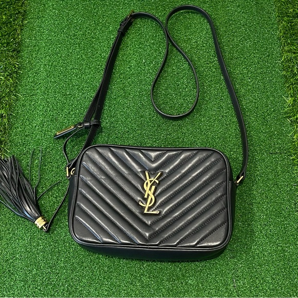 Saint Laurent Black Quilted Leather Camera Crossbody with Gold YSL - Picture 4 of 13